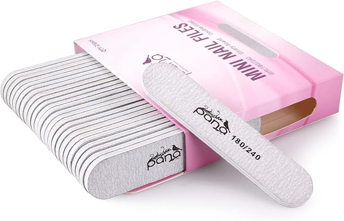 25pcs - PANA Mini Double-Sided Emery Nail File for Manicure, Pedicure, Natural, and Acrylic Nails - Zebra (Grit 180/240)