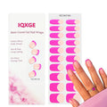 Fuchsia Semi Cured Gel Nail Strips French Tip 20Pcs Clear UV Gel Nail Stickers Glossy Hot Pink Nails Polish Strips UV/LED Light Needed Self Adhesive Full Polish Nails Wraps for Women