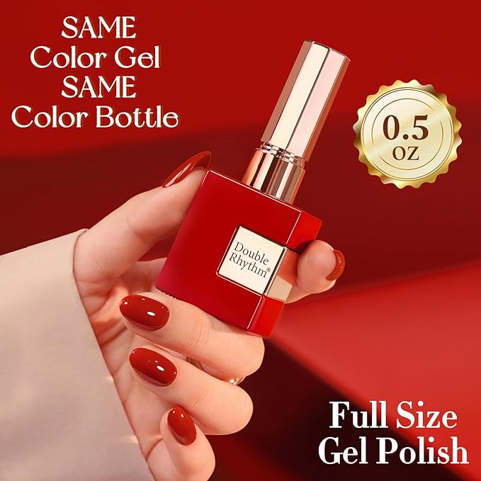 Double Rhythm 0.5 Oz Gel Nail Polish Neutral Natural Same Color Same Bottle Translucent Light Milky Pastel 15ML Manicure French Design Art DIY at Home (Blood Red-A1504)