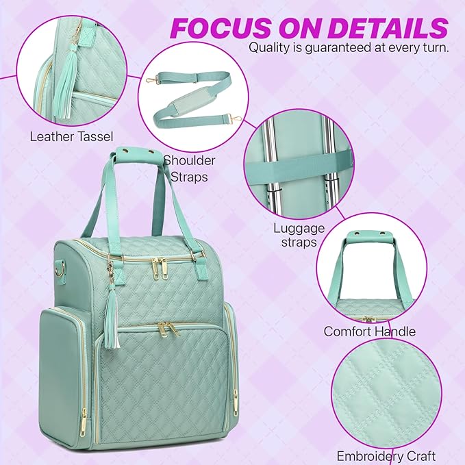 Nail Bag Organizer Case Backpack, Nail Bag Holds 80 Bottles (15ml-0.5 fl.oz) and Nail Lamp, Nail Polish Case with 2 nail polish Bag, Portable Travel Backpack for Nail Tech Supplies Manicure Tools