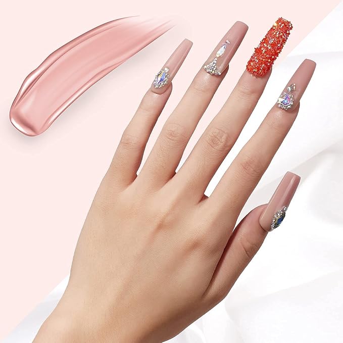 Makartt Poly Nail Extension Gel 50ML Nude Color A Siesta Bundle with Nail Dehydrator and Nail Primer Set Nail Bonder for Nail Prepping