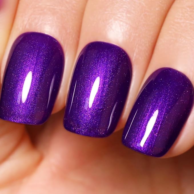 Pearl Gel Nail Polish,Deep Purple Glitter Gel Polish Soak off LED UV Sparkle Shimmer Gels Glitter Nail Polish Fall Winter for Art DIY Manicure 15ML