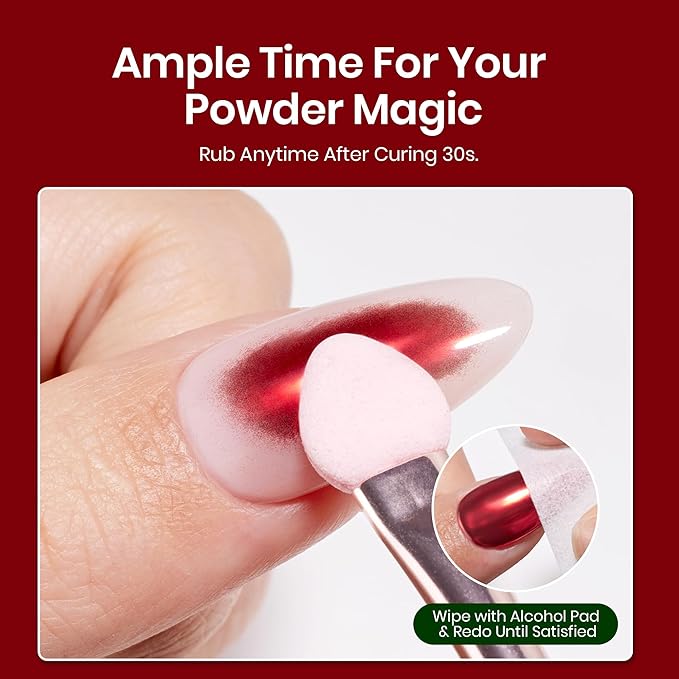 Beetles Gel Top Coat for Chrome Nail Powder, 15ml Chrome Top Coat,15ml Matte Top Coat with Red Green Mirror Chrome Powder Shiny Gloss No Wipe Long Lasting Soak Off Nail Lamp for Nails Art