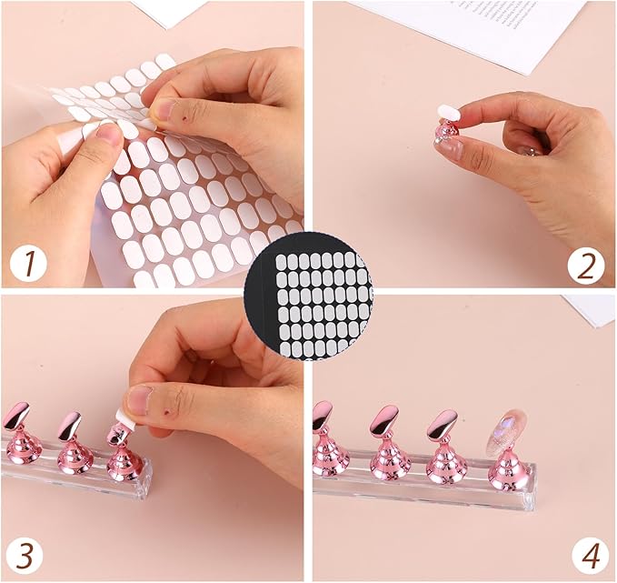 600 Pcs False Tip Double Sided Adhesive Tapes for Nail Art Holder Pre-cut Display Strips