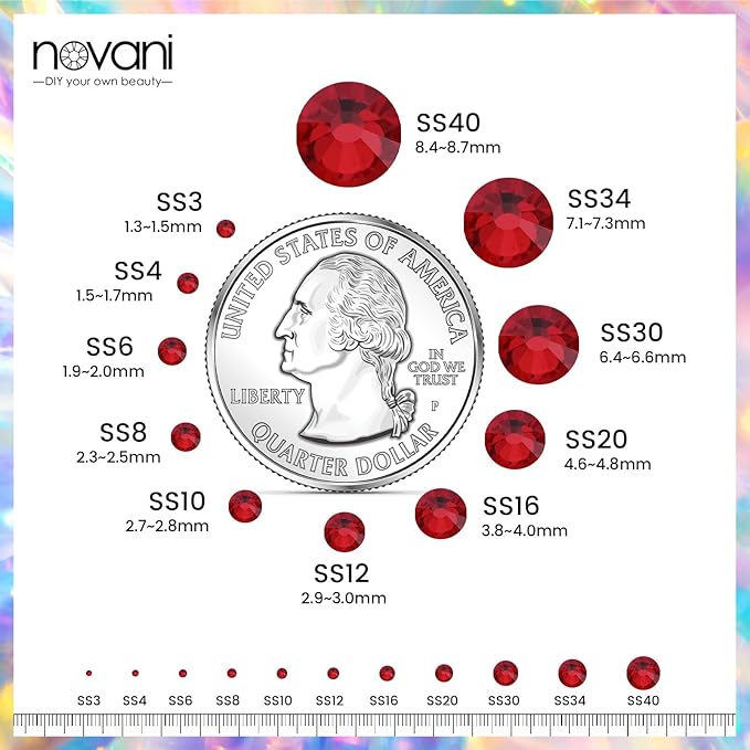 Dark Red Flatback Rhinestones for Crafts, Glass Nails, Makeup Bags, Shoes Decoration - DIY (SS8, 1440pcs)