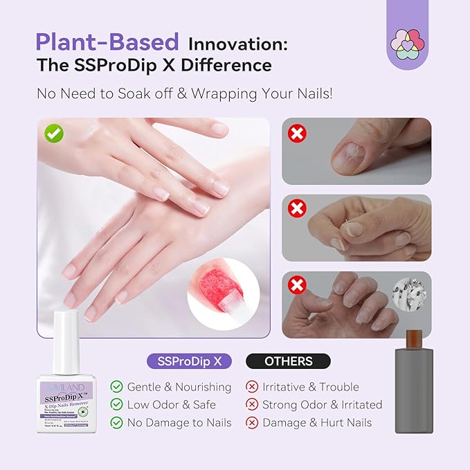 SAVILAND SSPro X Dip Powder Remover Kit: 2 Pcs Gentle & Easy Dip Nail Removal with Cuticle Oil Nail File Nail Scraper for Dipping Powder Gel Nail Polish No Need Soaking or Wrapping Home Use