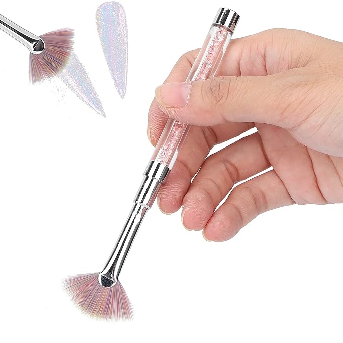 Fan-Shaped Nail Brush for Dusting, Flat Head Pen With Gradient Varnish, Art Manicure Brush With Small Head for Shaking Chalk