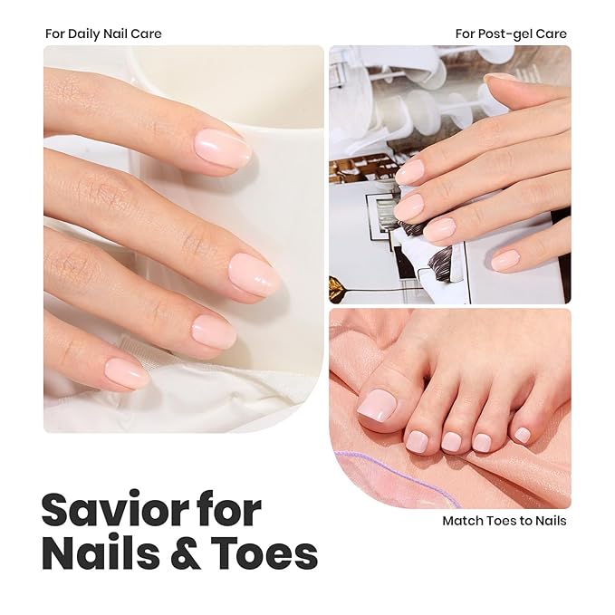 Beetles Nail Strengthener and Growth Concealer - Pink White Nail Polish Shimmer Natural Concealer Fingernail Polish, Fast Dry Quick Oil for Salon Home Daily Work - 0.51 FL OZ