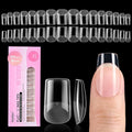 Beetles Gel Nail Tips Flat-X - Square Short, 160pcs 16 Sizes, Pre-Etched Half Matte Full Cover Soft Acrylic False Nail Tips Clear Press on Easy DIY Extension Salon for Flat & Natural Nail Beds