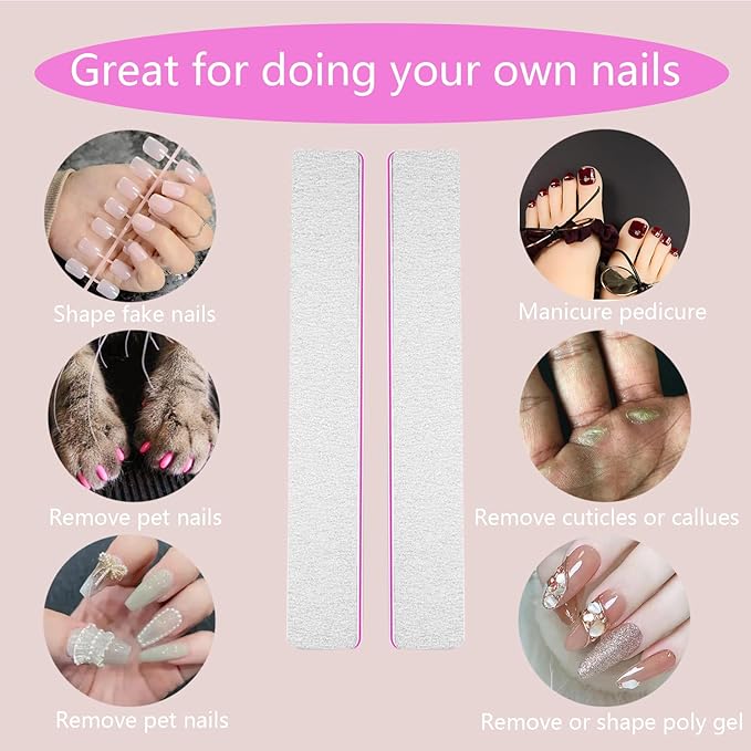 Nail File for Acrylic Nails and Natural Nails 27 PCS, Professional Double Sided 100/180 Grit Nail Files Emery Board