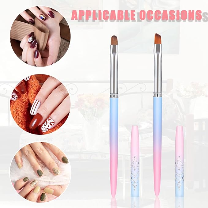 2pcs Nail Polish Clean up Brush, Nail Pen Painting Tools Nail Remover Brush for Nail Art Design & Polish Mistake Cleaning