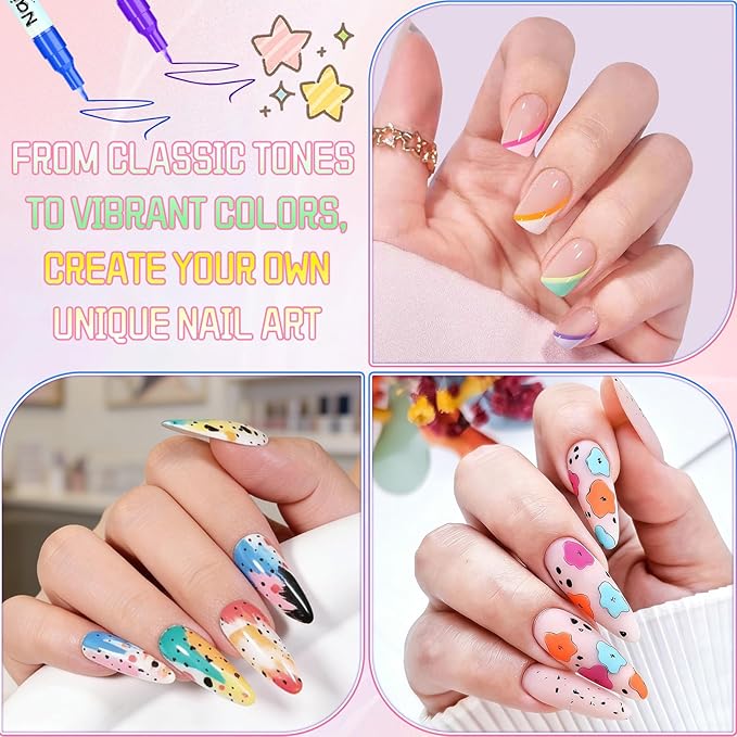 12 Colors Nail Art Pens,Nail Art Markers Polish Pen for 3D Nail Art,Drawing Painting Liner Brush for DIY Nail Art Beauty Adorn Manicure Tools,Long Lasting (1 set)
