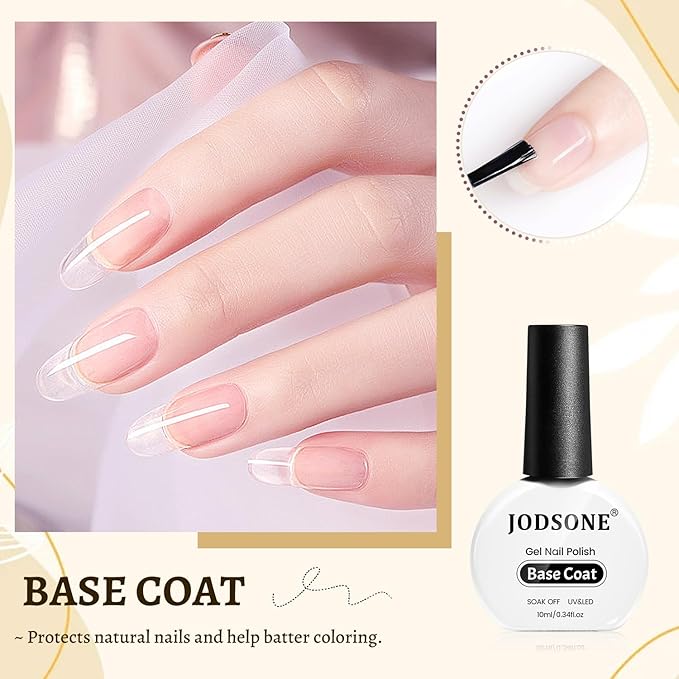 JODSONE 3Pcs 10ml Top and Base Coat Gel Nail Remover Set Gel Nail Remover for Quick and Easy at Home Removal U V Light Curing Required