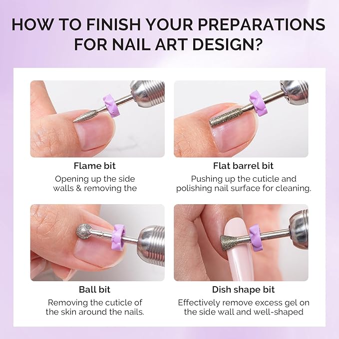 MelodySusie Nail Drill Bits, 10Pcs Diamond Sanding Bit Set with 40pcs Small Sanding Bands (#120#180#240 Grits) with 3.1mm Mandrel Bit, Nail Gel Polish Remover Tool for Acrylic Nails Manicure Nail Prep