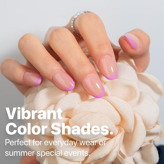 SXC Cosmetics X-Pro Tips French Tip Press On Nails - Bright Pastel Glow in the Dark Series (GLOW118KIT-XS Almond)