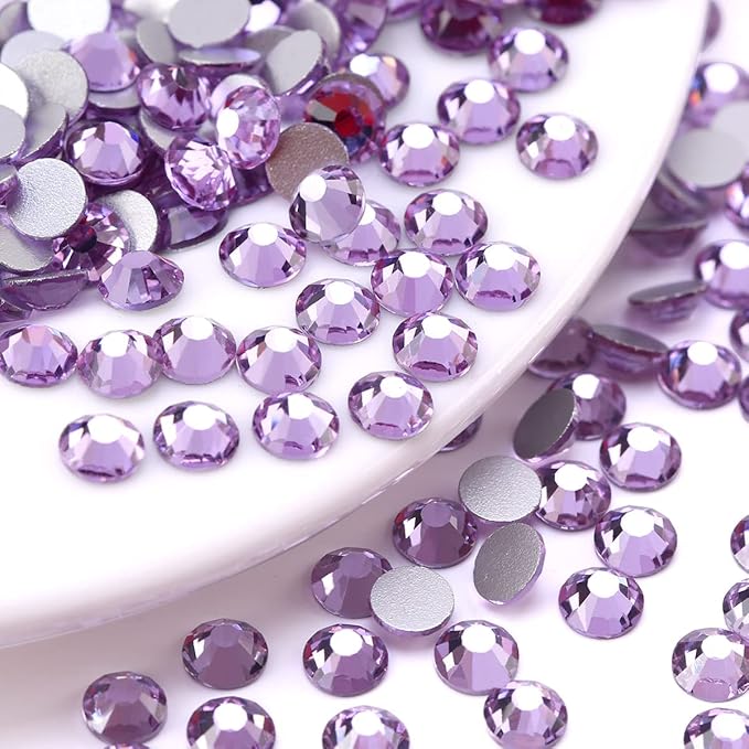 Novani Crystal Rhinestones, Flatback Loose Gemstones 1440pcs Glass Rhinestones for Clothes Shoes Crafts Makeup Nail Art and DIY Decorations(SS8, Lavender)