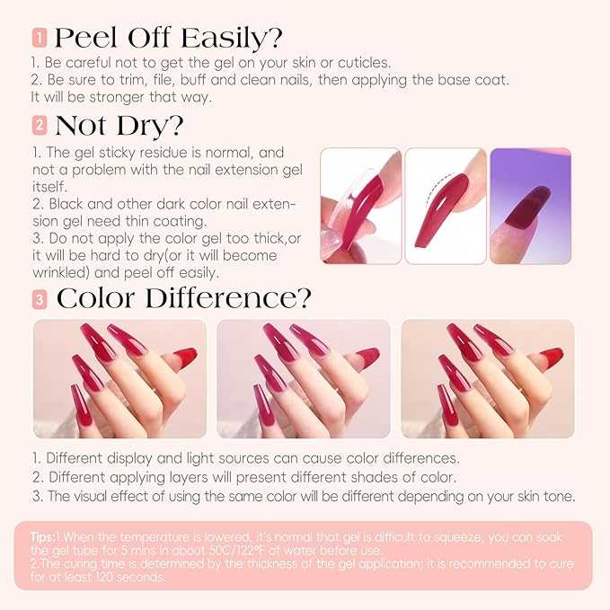COSCELIA 50PC Poly Nail Gel Kit Starter Kit with Drill and Lamp 15 Colors 16ML Nail Extension Gel for Beginners All Season Nail Decorations Poly Extension Kit Gifts for Women