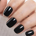 UNA GELLA Soft Gel Press on Nails - 32Pcs 15 Sizes Short Round Black Fake Nails, Glossy Reusable Glue on Nails for Women, Durable Artificial Nails Kit for DIY Manicure