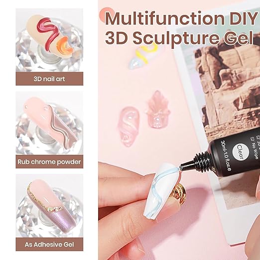 30g 3D Nail Gel Sculpting Gel Nail Art Glue for Nail Art Designs DIY Nail Craving Molding Gel for 3D Gel Nail Art Polish Painting Drawing Gel Sculpture Gel Nail Decoration Manicure Clear