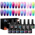 12 Colors Color Changing Gel Nail Polish Set Glitter Blue Purple Temperature Mood Changed Gel Polish Kit Pink Lemon Green Manicure Gifts for Women Girls