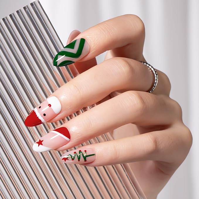 MAYCHAO Green Swirl Gel Liner Nail Art Polish, 8ml Classic Christmas Green Gel Color Built-in Thin Brush, UV Light Cure for French Nail Tips DIY Manicure at Home Salon