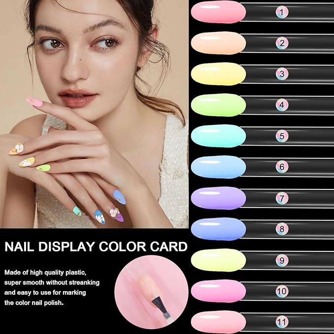 Allstarry 200 Pcs Clear Nail Swatch Sticks with Ring and Numbered Tips Roundhead Shaped Nail Art Polish Display Tips, False Nail Sample Sticks, Sacks of Transparent Nail Practice-Tips for Manicure