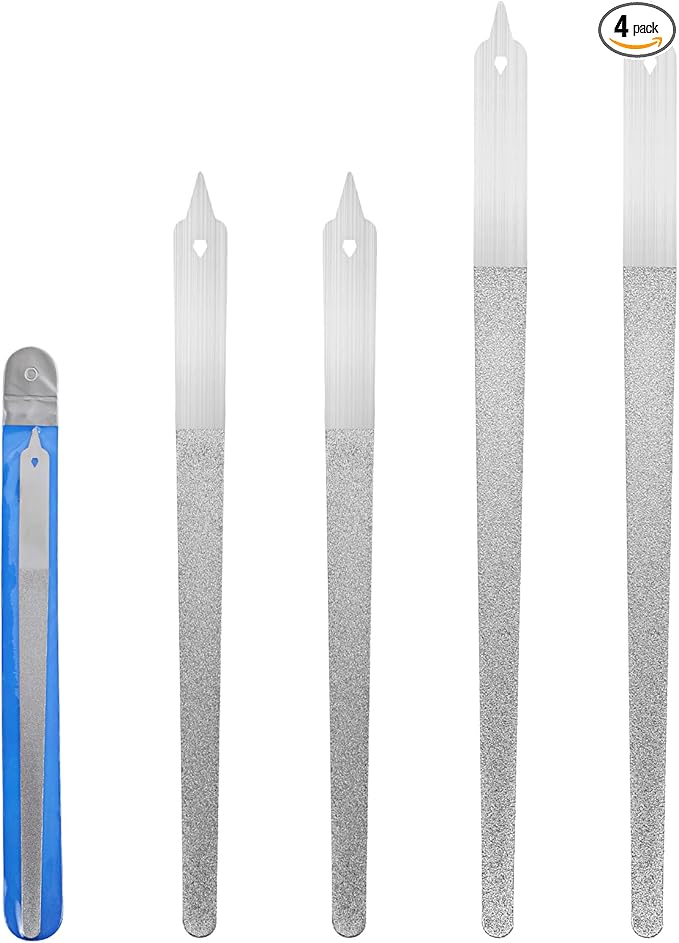 4Pcs Diamond Deb Nail File Stainless Steel Buffers, Metal Nail File with Sharp Pointed Tip for Natural Nails Double-Sided Manicure Pedicure Toenail Tools for Salon and Home