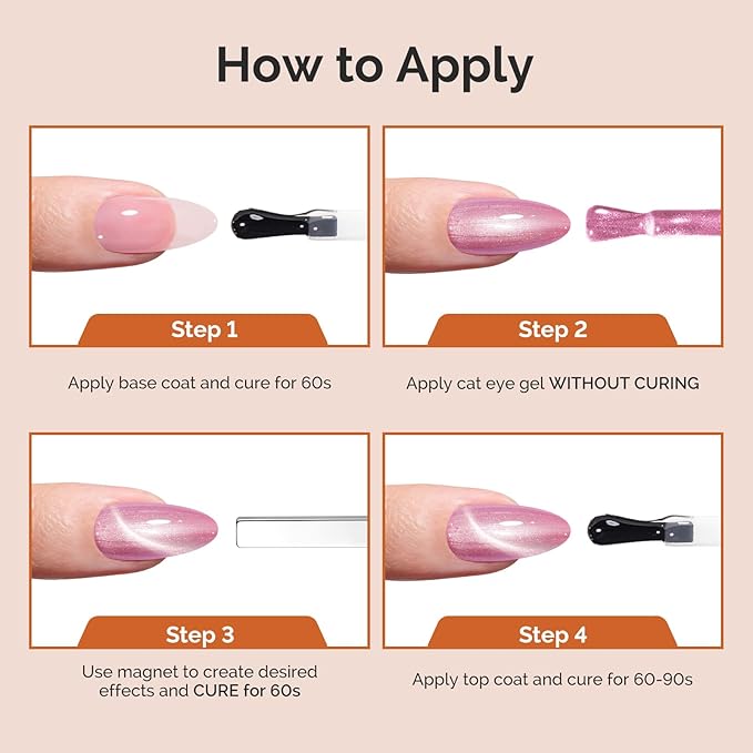 MelodySusie Starry Cat Eye Gel Nail Polish, 0.5 Fl Oz Gold Pink Glitter Holographic Magnetic Nail Polish with Magnet, UV Nail Polish for Nail Art Manicure Salon DIY at Home G1401