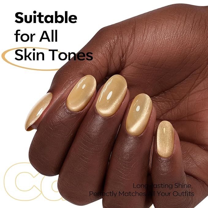 modelones Nude Cat Eye Gel Nail Polish Gold Glitter Pink Cat Eye Gel Polish Clear 9D Holographic High Density Crystal Nail Polish with Magnet Soak Off U V Shimmer Polish Nail 15ML