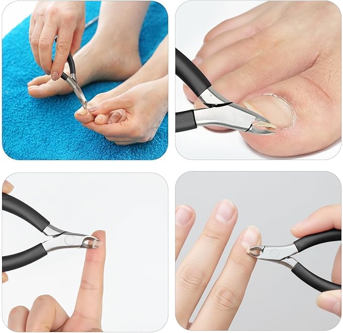 Cuticle Nippers, Nail Clippers & Cuticle Trimmer with Extra Long Thickened Handle, Nail Cutter - Precision Manicure Kit for Women, Toenail Clippers, Scissors and Supplies Tools (Black - 1 PACK)