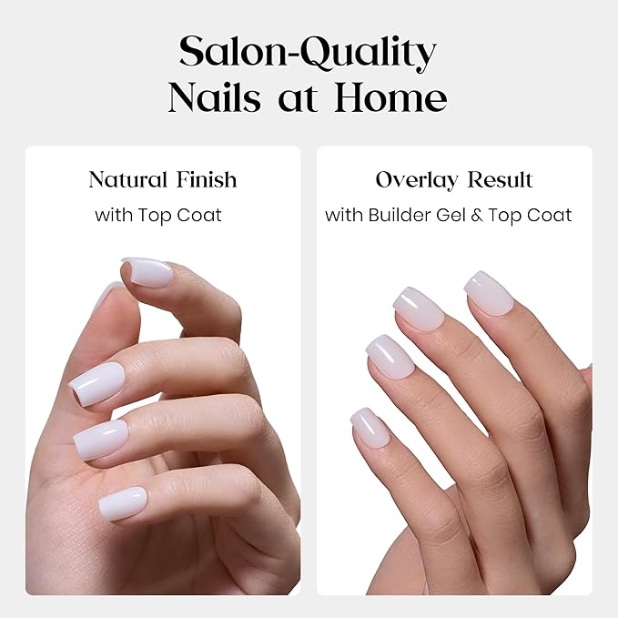 Beetles Natural Milky White Nail Tips | 150PCS, 15 Sizes Short Square Nail Tips | Pre-Colored Full Cover Soft Nail Gel Fake Nails | Salon-Gel Look for DIY Manicure