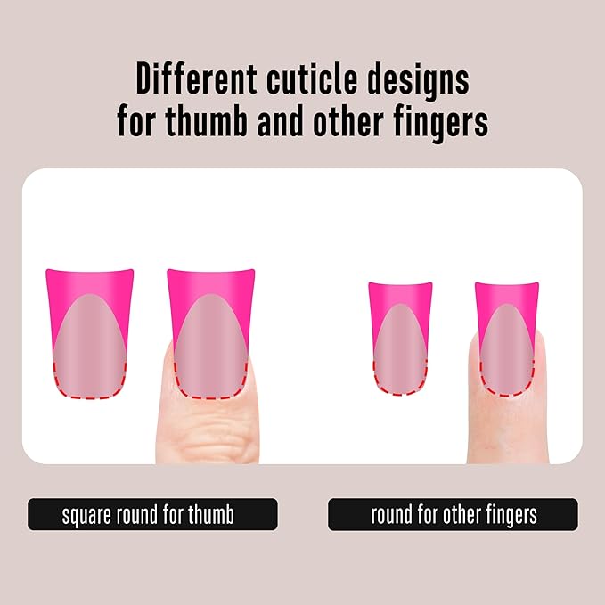 NOVO OVO French Tip Short Duck Nail Tips Press On 5 MIXED COLOR, Pre-designed Soft Gel Nail Extension, Pre-applied Tip Primer & Base Coat, Full Cover Acrylic False Nails for DIY x 12 Sizes 240 pcs
