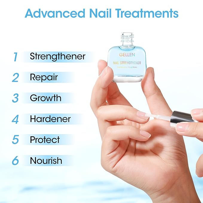 GELLEN Nail Strengthener, 8-In-1 Pro Care Plant Extracts Keratin Calcium Active Nourishes, Strengthens & Growth Nail Repair Serum for Thin Damaged Nails, Air Dry, Non-Polish, Fresh Ocean Scent