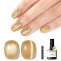 modelones Nude Cat Eye Gel Nail Polish Gold Glitter Pink Cat Eye Gel Polish Clear 9D Holographic High Density Crystal Nail Polish with Magnet Soak Off U V Shimmer Polish Nail 15ML