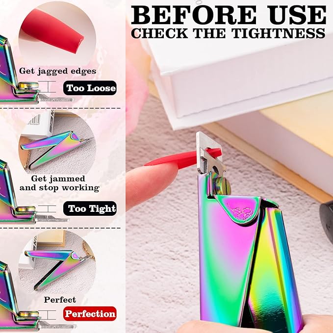 Chameleon Premium Adjustable Nail Clippers for Acrylic Nails, Belleboost Rainbow Color Professional Stainless Steel Fake False Nail Tip Clipper Cutter Trimmer, Manicure Tool for Salon Home Nail Art