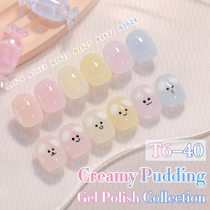 Double Rhythm 0.50 OZ Translucent Gel Polish Same Color Same Bottle Sheer Pastel Neutral Natural Milky 15 ML Jelly UV Nail Art DIY at Home (Blue-A1624)