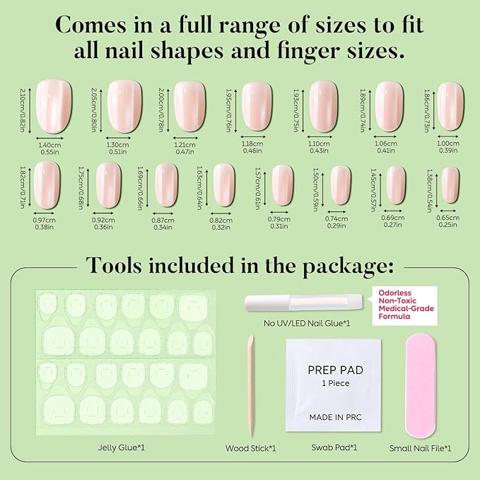 Luxbon Rounded Press On Acrylic Nails with No-Cure Nail Glue and Tool Kit – Short Glue On Nails Cat Eye Soft Gel Tips 25-30pcs Full Size Set, Reusable Fake Nails for Women, Salon Look at Home, Pink