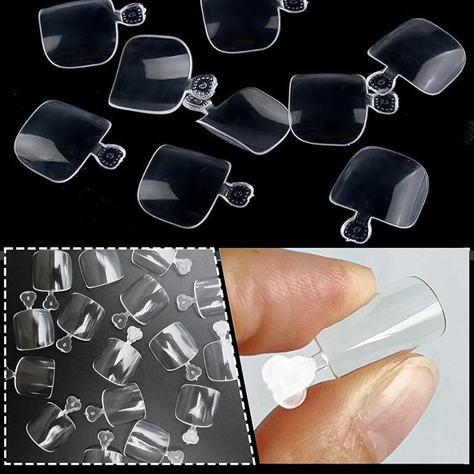 AddFavor 240pcs Toe Nail Tips Clear Soft Gel Toenail Tips Full Cover Square Acrylic Artificial False Fake Toe Nails Tips for Salon and Home Foot Pedicure Manicure