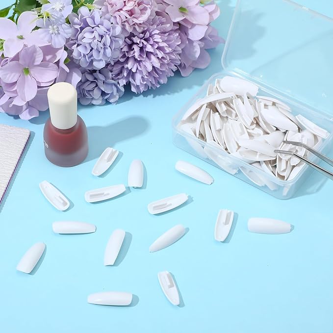 100 Pcs Nail Practice Nail Hand Practice Replacement Refill Nails Tips for Refill Acrylic Nails Practices for Art Manicure Supply for DIY Art Salon Tool White