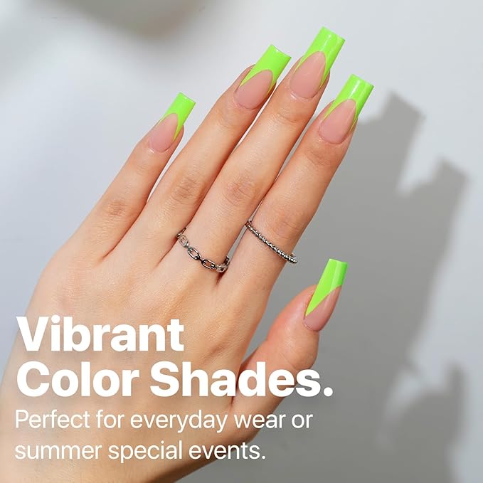SXC Cosmetics X-Pro Tips French Tip Press On Nails - Bright Pastel Glow in the Dark Series (GLOW117KIT-M Square)