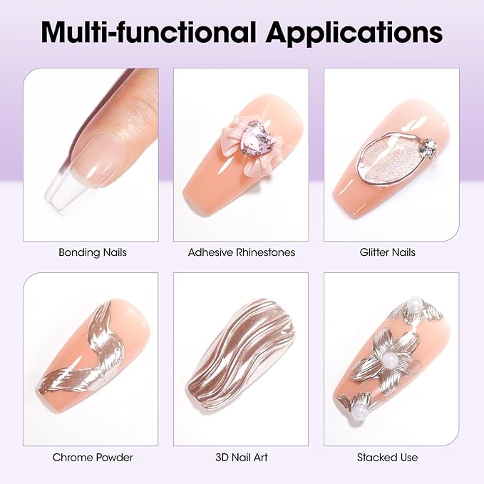 Gellen Nail Glue and Remover Kit, UV Gel Nail Glue for Press Ons, 2 Pcs Non Acetone Gel Nail Glue Removers, Long Lasting Semi Solid Nail Glue Gel, Gentle Gel Glue Off for Beginner DIY at Home