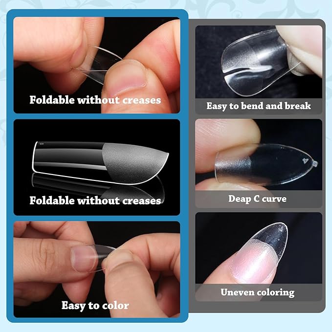 Lsnisni Fake Nail Tips, 576PC Gel Acrylic Nail Tips,Clear Short Round Press On Nails，Nail Supplies Suitable for Women or Girls to DIY Nails 12 Sizes For Your Choice!