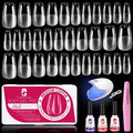 Clara Colors Nail Tips and Glue Gel Kit - 550Pcs Soft Tips Half Matte Medium Coffin Shape