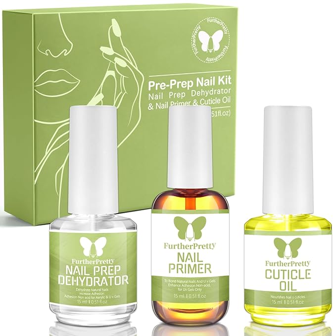 3PCS Acid-Free Nail Dehydrator and Primer with Cuticle Oil, Fast Dry Primer and Dehydrator for Gel Nails, Professional Manicure Supplies, Deshidratador para Uñas