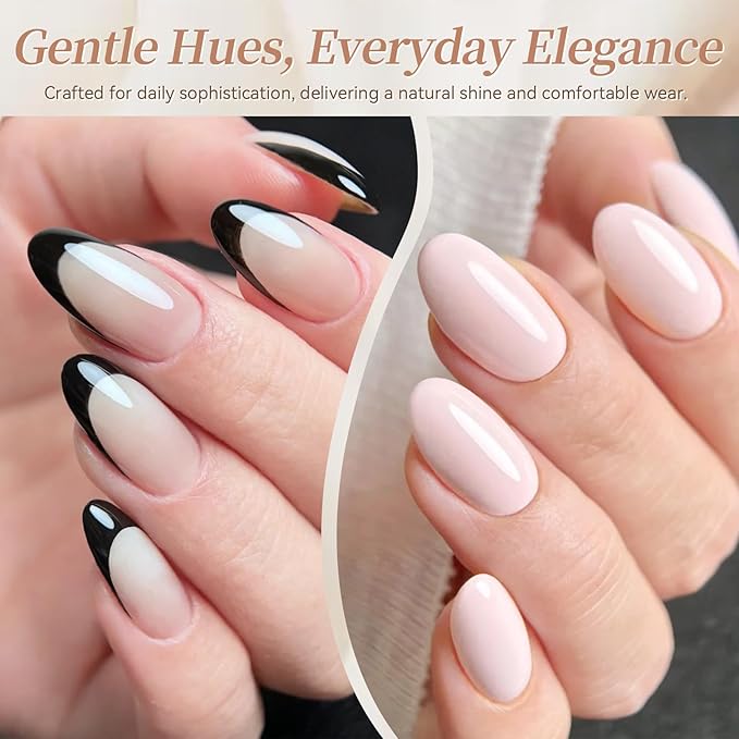 BORN PRETTY 52Pcs Fall Winter Gel Nail Polish Set,48 Colos Burgundy Red Green Snowflake White Khaki Chocolate Brown Gold Silver Sparkle Gel Polish with Glossy Matte Glitter Base Top Coat Gift for Girl