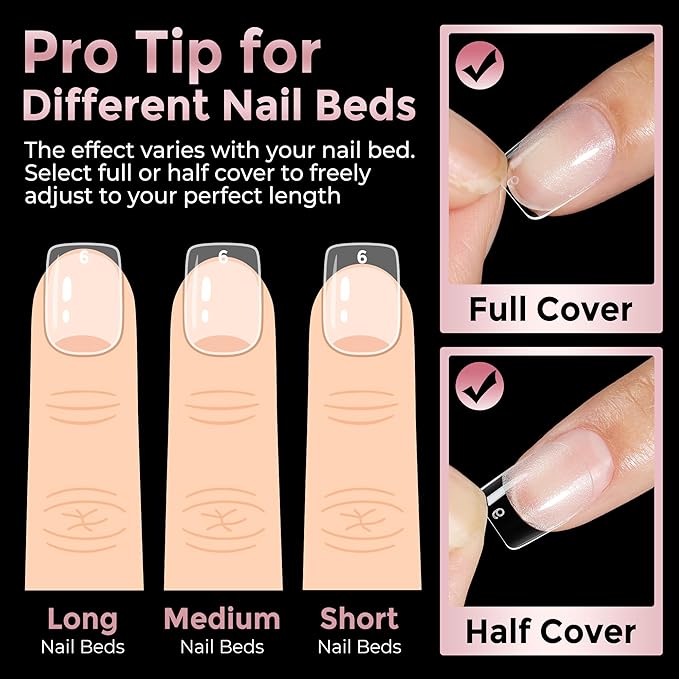 Extra Short Square Fake Nails, Soft Gel Pre-Shaped Acrylic XS Short Square Nail Tips, Half Matte Full Cover Clear Press on Flase Nail Tips for Nail Extension Home DIY 240pcs/12 Sizes