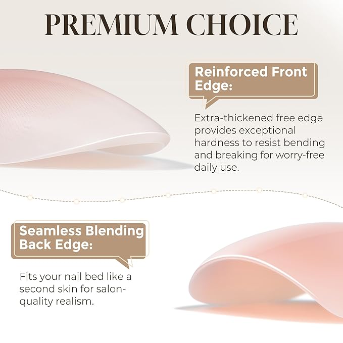 UNA GELLA Press On Nails Short Almond: Ombre Soft Gel Press Ons Kit with Nail Tips Glue on Nails, 16 Sizes - 32 Reusable Fake Nails, Pink Cream