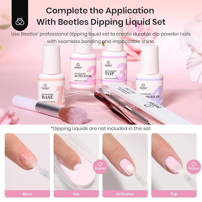 Beetles Dip Powder Nail Kit, 36 Colors Glitter Nude Pink Red Green Pastel Dipping Powder Starter Kit Quick Drying Nail Set for French Nails Art Manicure DIY Salon Gift for Women