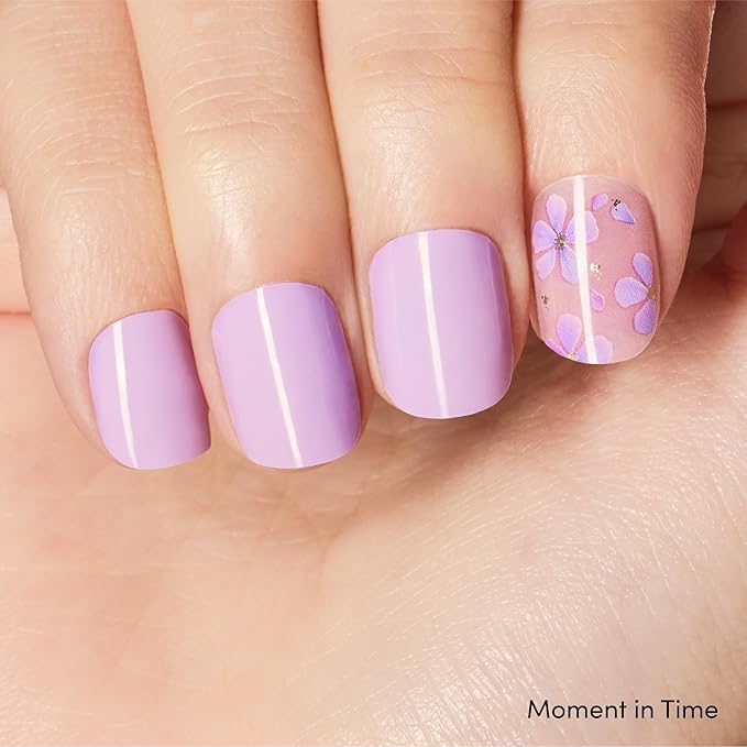 Dashing Diva Glaze Nail Strip Duo - For The Lilac Lover Collection - Icing on the Cake & Moment in Time - Long Lasting, Chip Resistant, Semi-Cured Gel Nail Strips - Contains 2 Colors