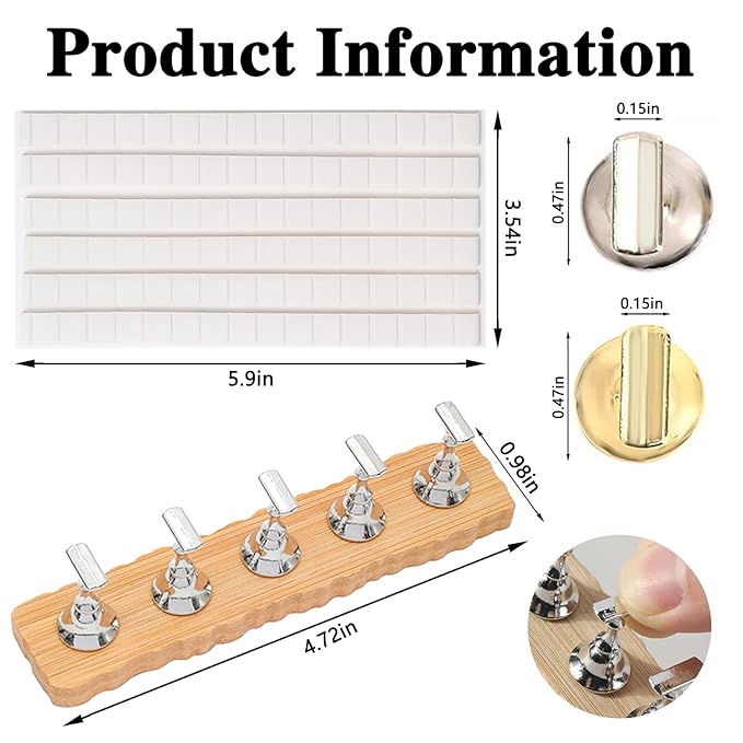 DANNEASY 2 Set Nail Stand for Press on Nails with 96pcs Reusable Refills Wooden Nail Holder for Painting Nail Display Magnetic Nail Hand Acrylic Practice Fake Nails Manicure Tool